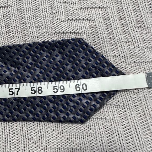 Faconnable navy and silver woven basketweave silk tie - Picture 4 of 5